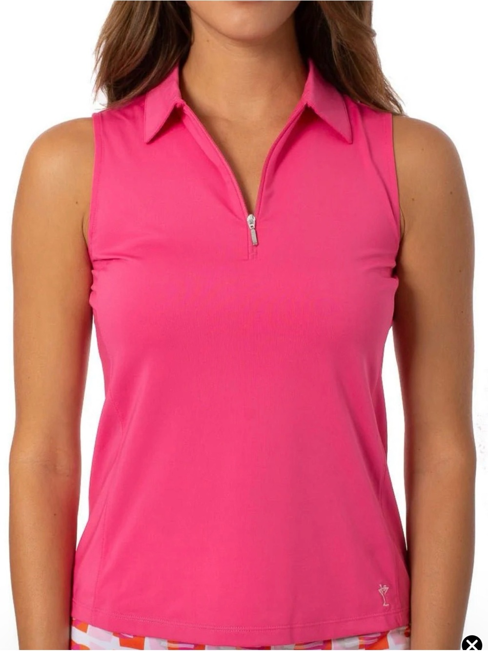Golftini Hot Pink Sleeveless Zip Golf Polo Top Performance Stretch XS UPF 30+ - Picture 1 of 8